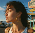 Earrings — Large hoops, hammered gold